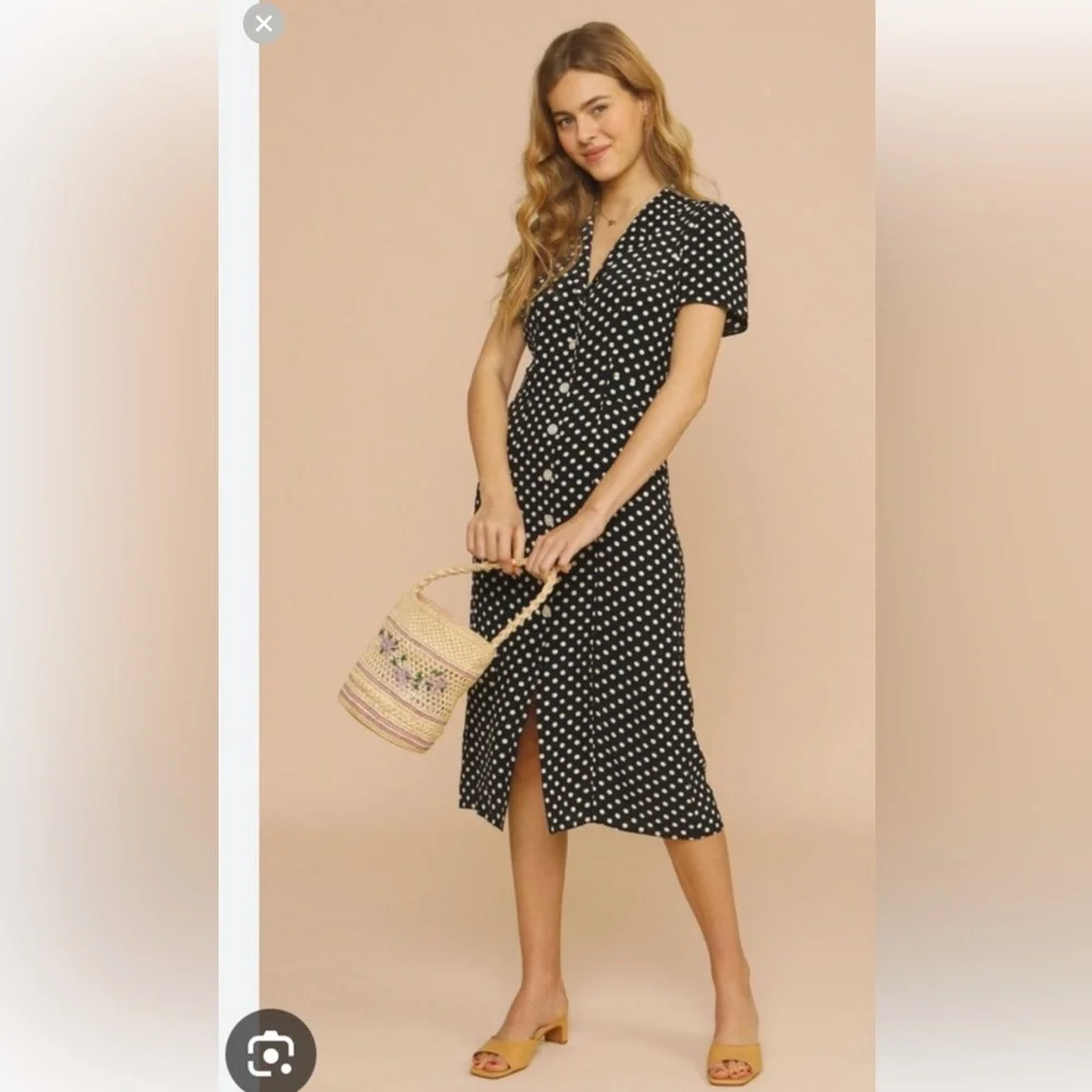 Rouje Marin polka dot dress 38 black white - Picture 3 of 10